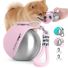Portable Dog Water Bottle with Stainless Steel Travel Bowl