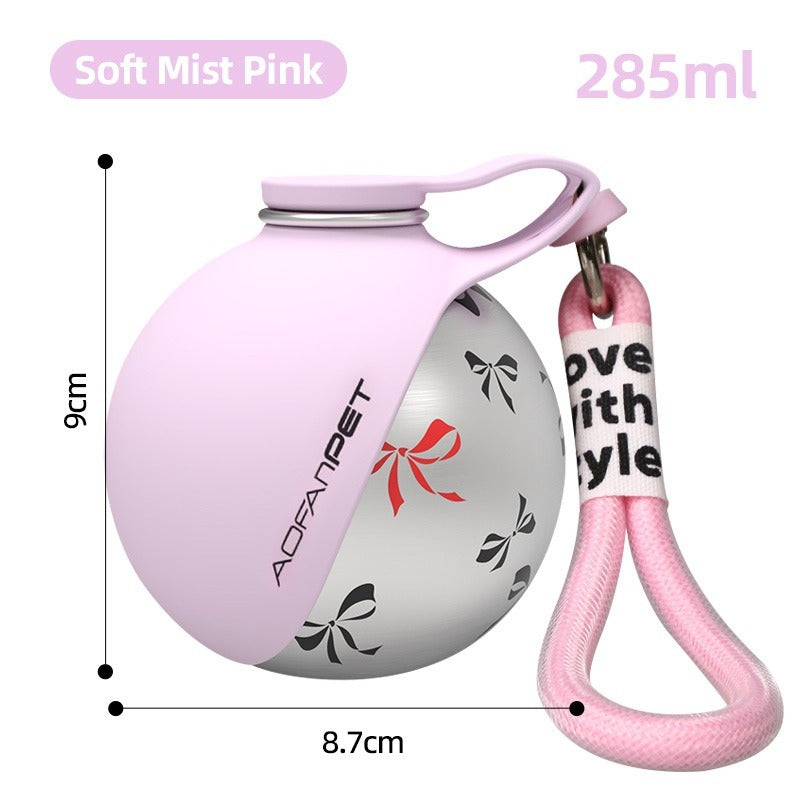 Portable Dog Water Bottle with Stainless Steel Travel Bowl