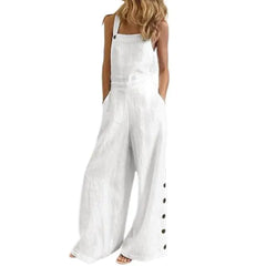 Solid Sleeveless Wide Leg Jumpsuit with Side Pockets