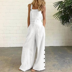 Solid Sleeveless Wide Leg Jumpsuit with Side Pockets