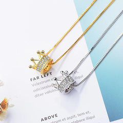 Princess Crown CZ Pendant Necklace: Unique Fine Jewelry for Women