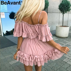 Chiffon Summer Ruffle Pleated Short Dress